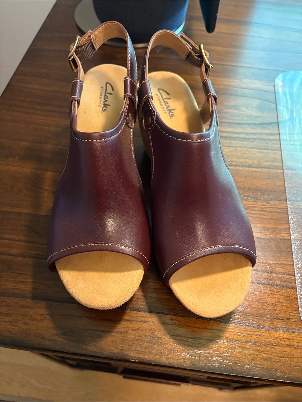 Clarks Women's Burgundy Open-Toe Slingback Sandals